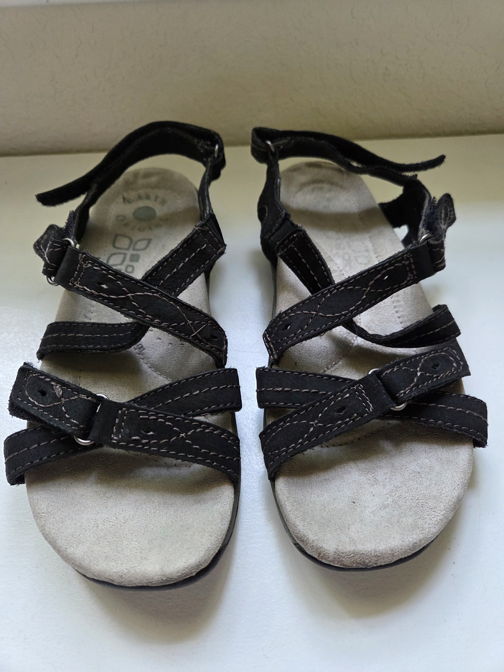 Earth Origins Black Multi-Strap Comfort Sandals